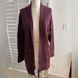 Women's Burgundy Open Front Sweater